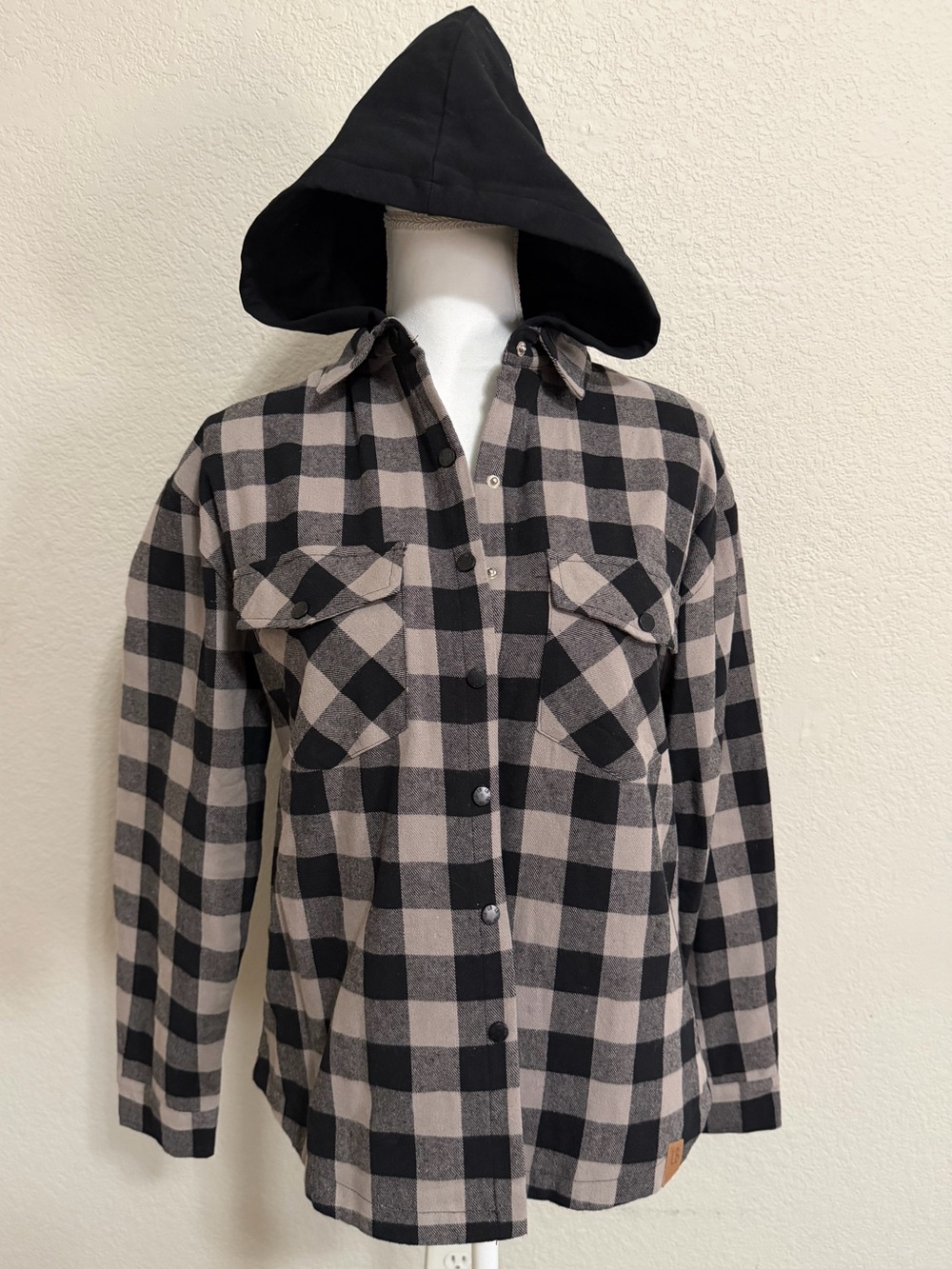 **NWT** Little Bipsy- Black & Gray Plaid Hooded Flannel Jacket